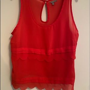 Red Scallop Blouse, Charlotte Russe S